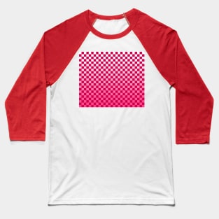 Pink Checkered Ombre Texture Baseball T-Shirt